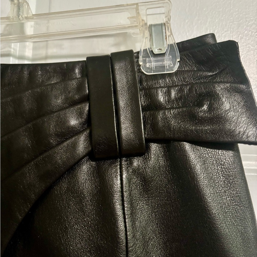 ANTONIO MELANI Black Faux Leather Pencil Skirt with Wrap Detail - Picture 4 of 9
